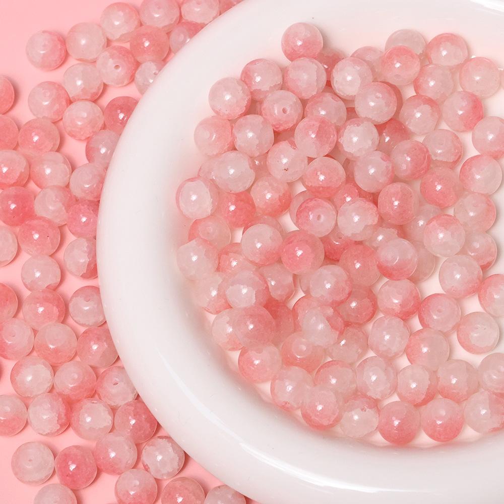 Yori 40pcs 10mm Imitation Crack Glass Beads Round Loose Spacer Beads for Jewelry Making DIY Bracelets Phone Chain Accessories