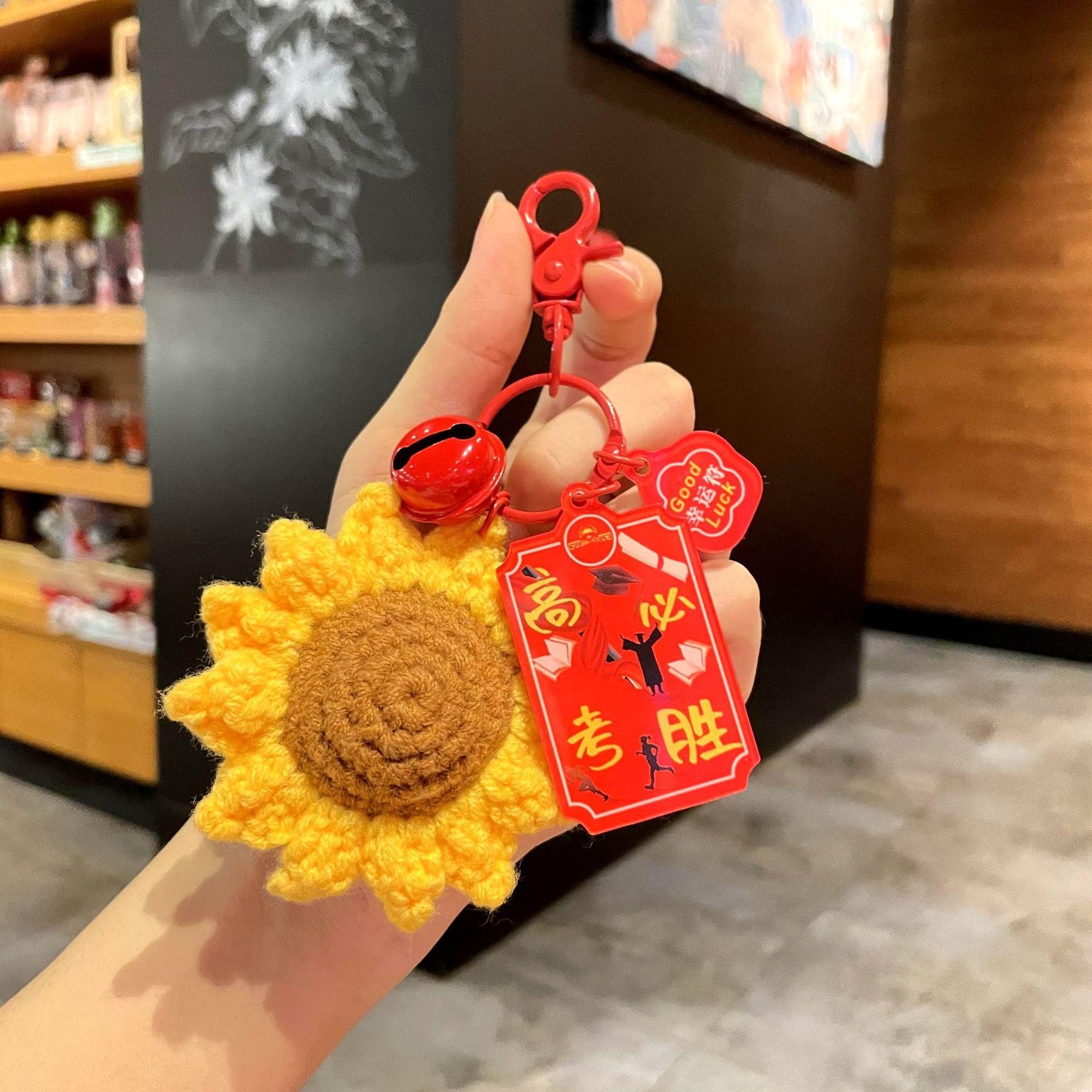 Creative High School Entrance Examination, College Entrance Examination, Wool Crocheted Keychain, Female Student Schoolbag Pendant, Graduation Gift