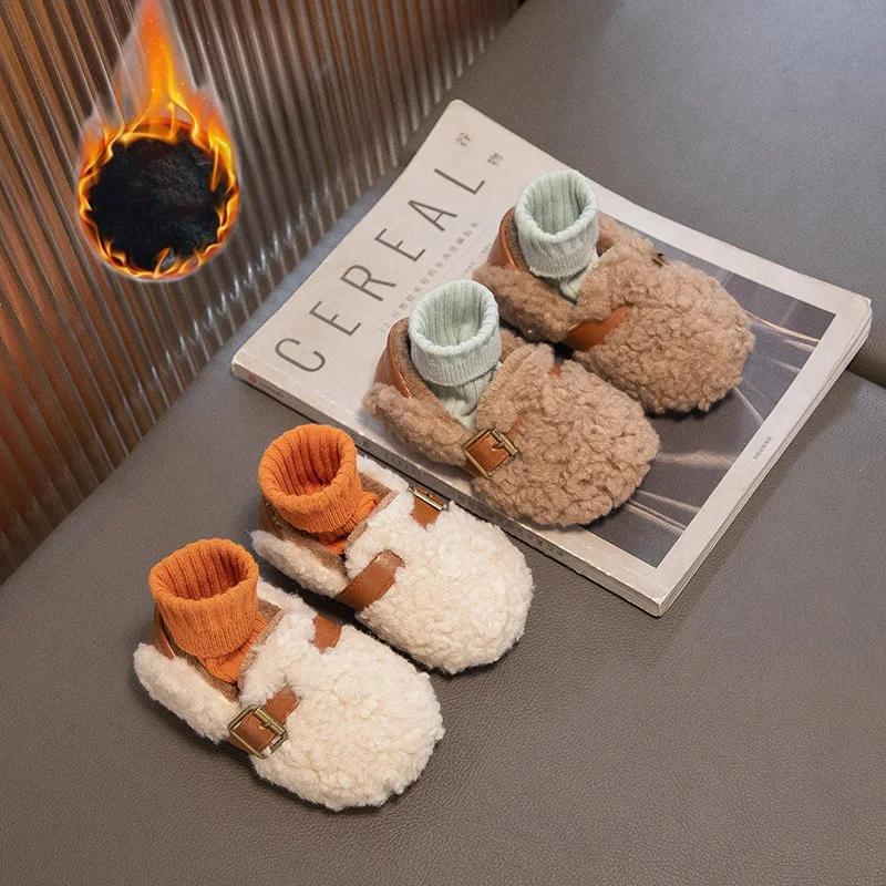 Children's Plush Shoes Winter New Soft Sole Lightweight and Warm Baby Walking Shoes for Boys and Girls Cotton Shoes  Boys