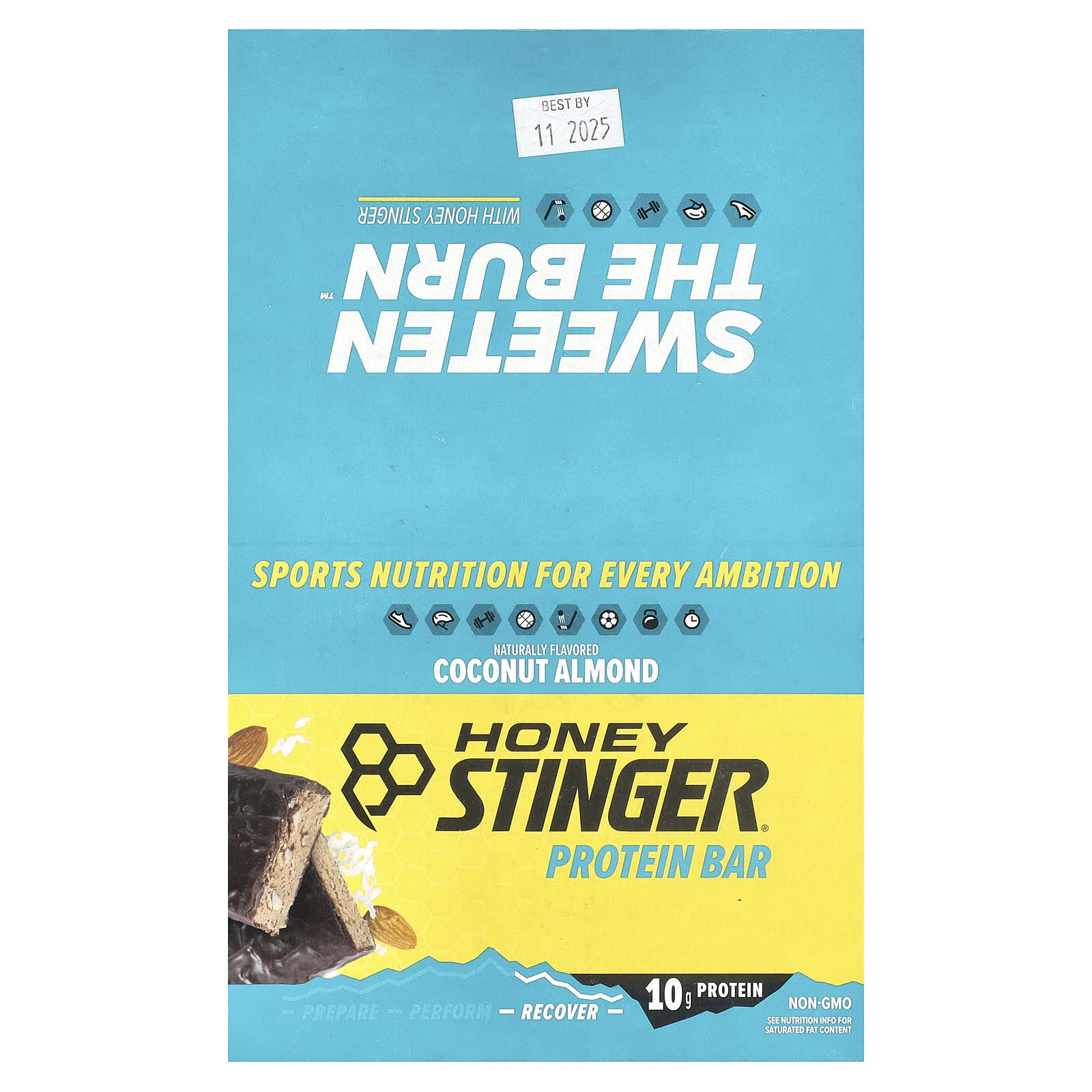 

Honey Stinger, protein bar, coconut almond, 15 bars, 42 g (1.5 oz) each