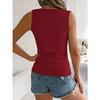 GMXIA Summer Solid Color Button V-neck Cuffed Sleeveless Top Vacation Knitted Sweater Women's Wear