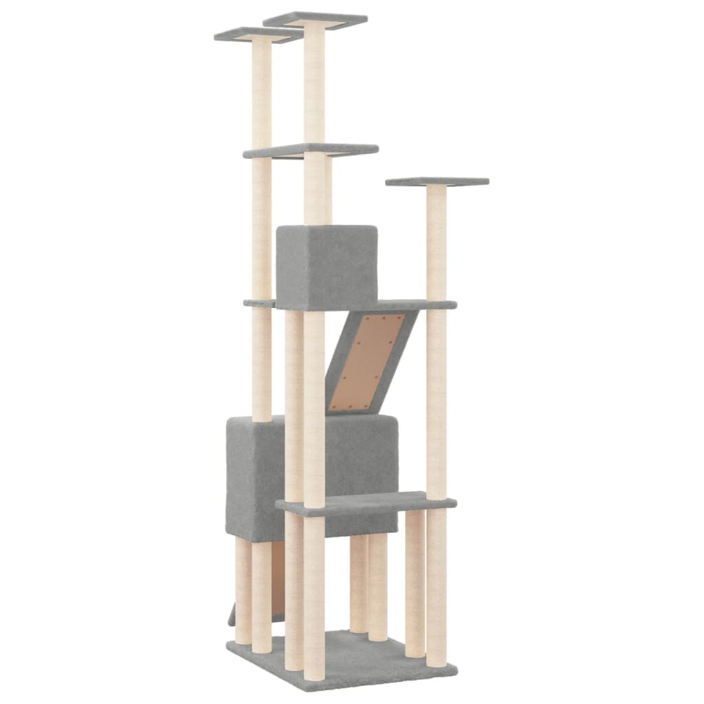 Vidaxl Cat Tree, With Sisal Posts, Light Gray, 190 Cm