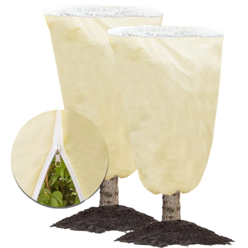 2Pcs/set  Winter Drawstring Plant Covers Frost Protections Bags Anti-Freeze Jackets Warm Blanket for Shrub Tree Plant