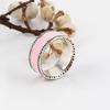 New White Copper Pink Enamel Hollow Heart Ring - European & American Fashionable Gift