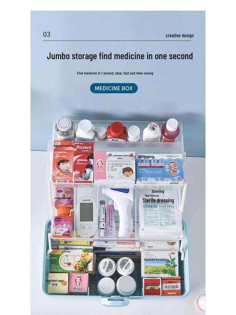 Double-Layer Portable First Aid Kit: Large Capacity Family Medicine Box