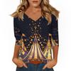 Women's T Shirt Print 3/4 Sleeve Daily Weekend Fashion Basic V- Neck Regular Top
