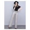 Harajuku Office Summer High Waist Women's Wide Leg Capris Suit Pants for Women Cotton Linen Baggy Straight Pants Woman Trousers