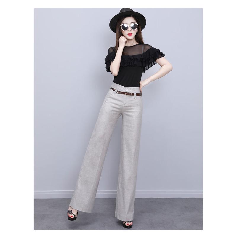 Harajuku Office Summer High Waist Women's Wide Leg Capris Suit Pants for Women Cotton Linen Baggy Straight Pants Woman Trousers