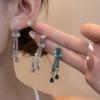 Vintage Rhinestone Drop Earrings for Women Long Tassel Water Drop Ribbon Shape Dangle Earrings Elegant Fashion Banquet Jewelry
