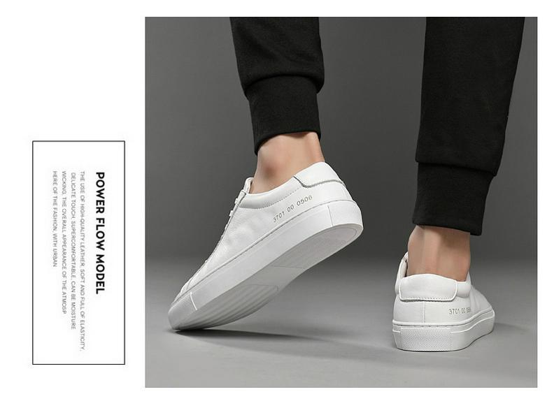 Men's Casual White Cowhide Shoes - Versatile Korean Style, Small Round Toe, Plus Size Trend