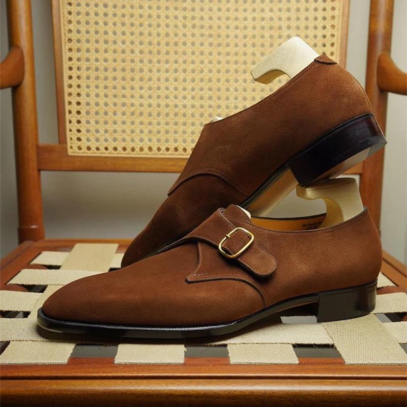 Mocassins en daim pour hommes Marron Boucle Chaussures décontractées respirantes Café Noir Flock Chaussures habillées pour hommes Fait main Chaussures pour hommes
