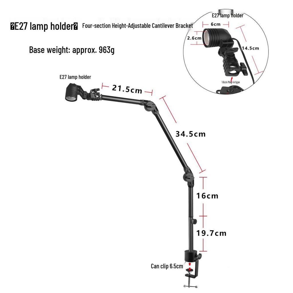 Space-saving E27 Universal Desk Lamp: Student Eye Protection Reading Light for Home or Bedside.
