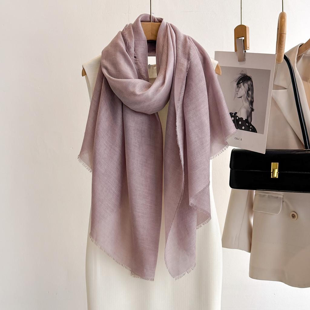 Women S Summer Thin Solid Color Scarf With Tassels For Sun Protection