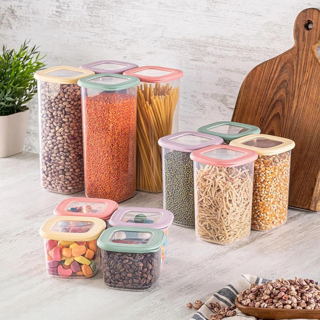 12 Piece Airtight Food Storage Container Set – Transparent BPA-Free Pantry Organizer, Stackable Leakproof Snack Jars for Kitchen