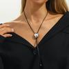 Salircon Creative Black Leather Rope Chain Necklace for Women Simple Geometric Oval Adjustable Choker Necklace Party Jewelry