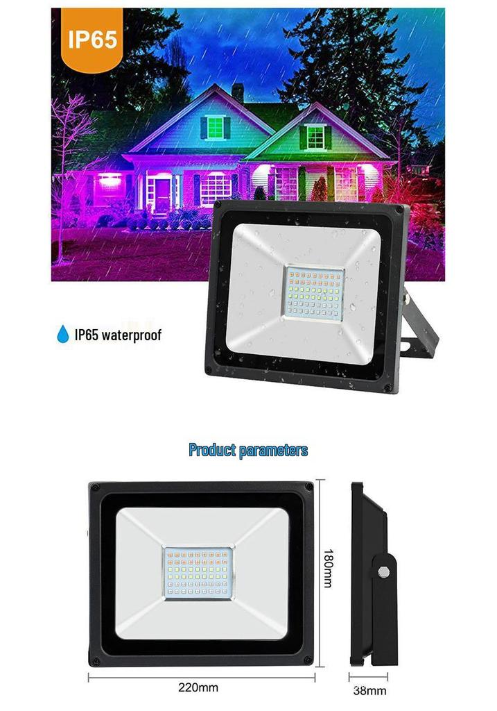 RGB-W Waterproof Outdoor LED Floodlight with Automatic Seven-Color Flashing for Park Landscapes