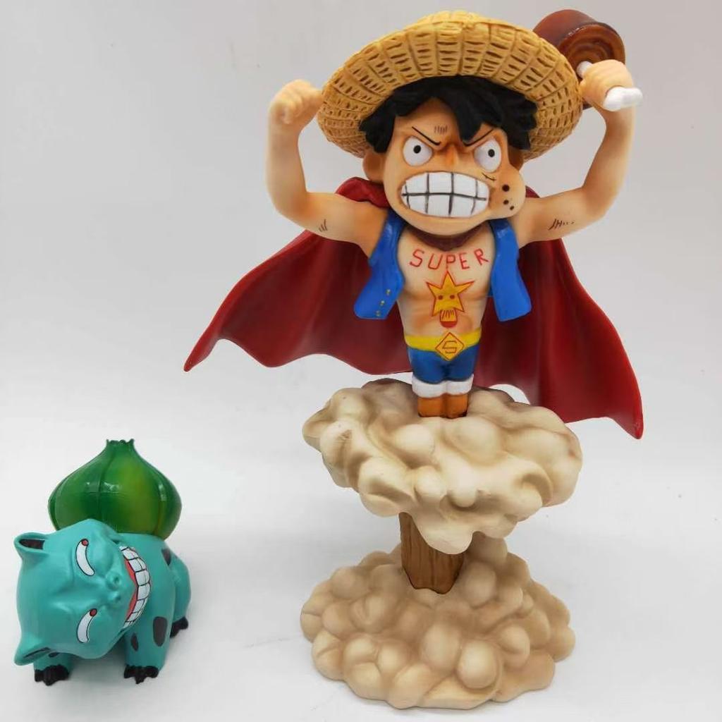 Anime One Piece Eat Kebabs Luffy Sanji Action Figure Statue Model Car Decoration Pvc Model Toys Doll Collection Kids Gift