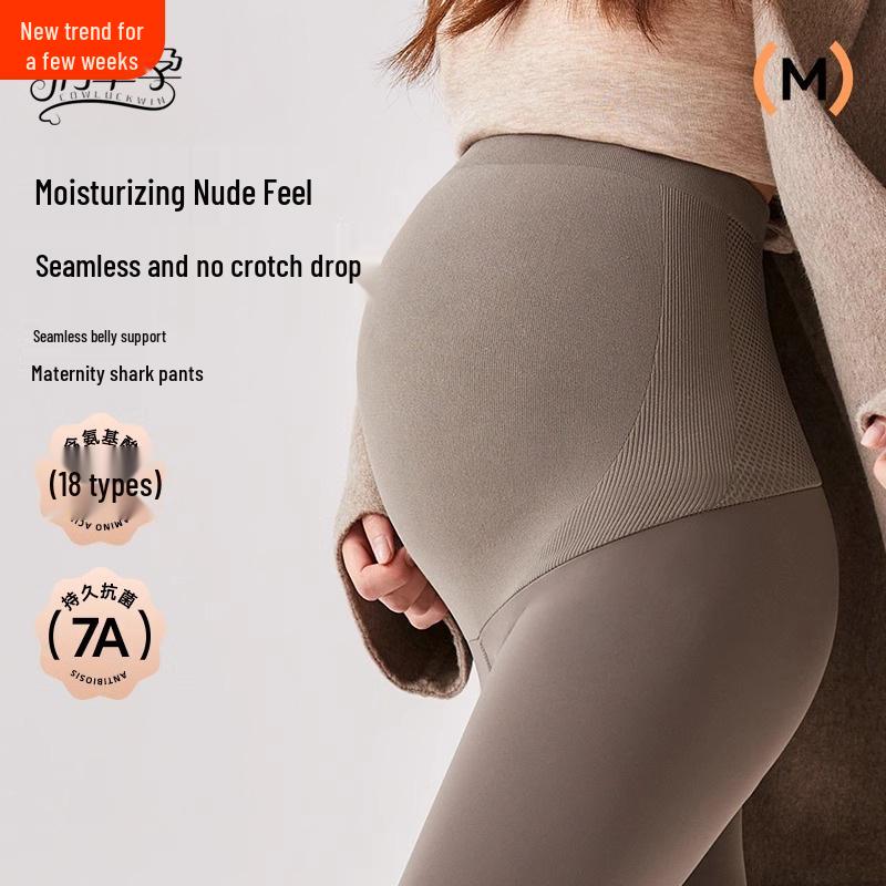 

2024 Plus Size Fleece-Lined Maternity Base Layer Pants - Thickened Nylon, Autumn/Winter Style M