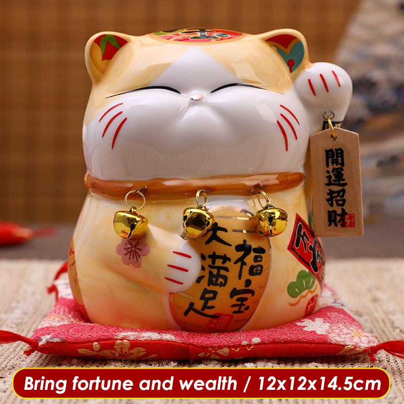 

5,7-дюймовая фигурка персидской кошки, керамическая кошка, приносящая удачу, манеки-нэко, украшение, копилка, монетница, настольная подарочная фигурка хаки