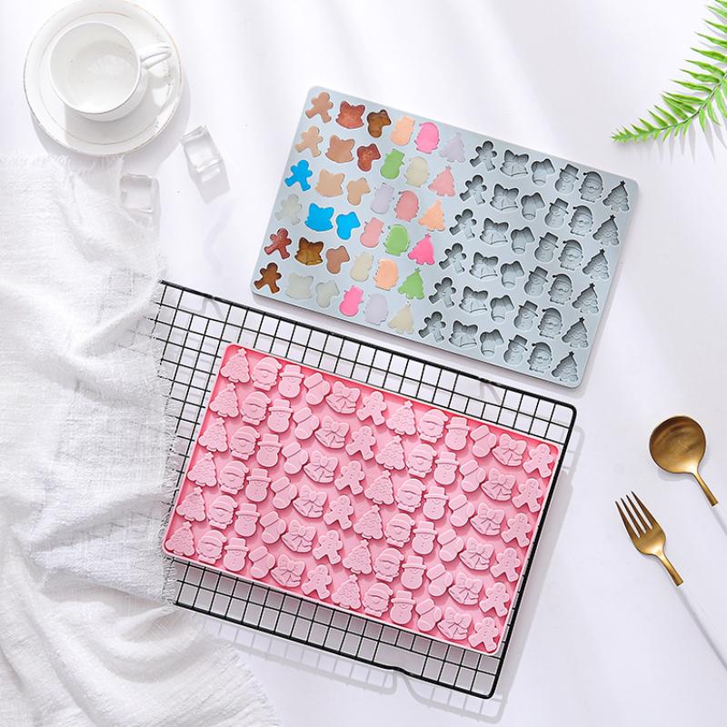 1pcs Christmas Silicone Chocolate Molds Candy Baking Moulds Handmade Sock Snowman Xmas Tree Gingerbread Man Santa Claus Mold