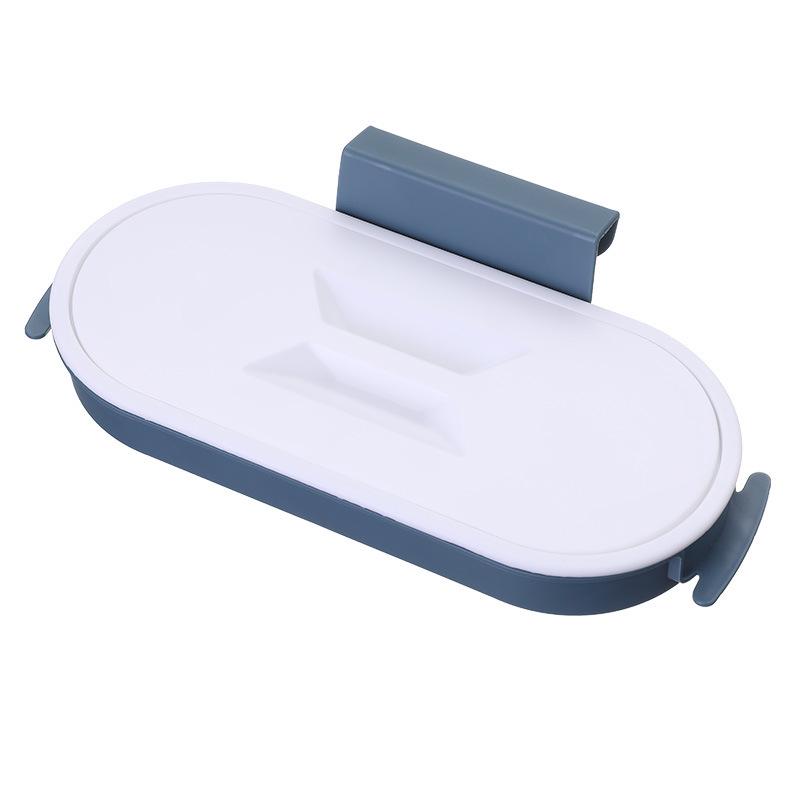 Wall-Mounted Trash Bag Holder & Storage Rack with Lid and Hook for Kitchen Cabinets