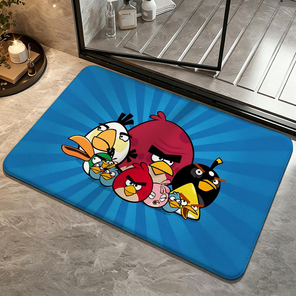 Game-Angry BirdsS Floor Mat Bedroom Carpet, Bathroom Foot Mat, Doormat, Non-Slip Absorbent Multi-Use