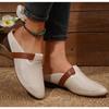 Fashion New Soft and Comfortable Leather Mid Heels Slides Women Slippers Hollow Out Summer Shoes Slip On Close Round Toe Flats Slippers