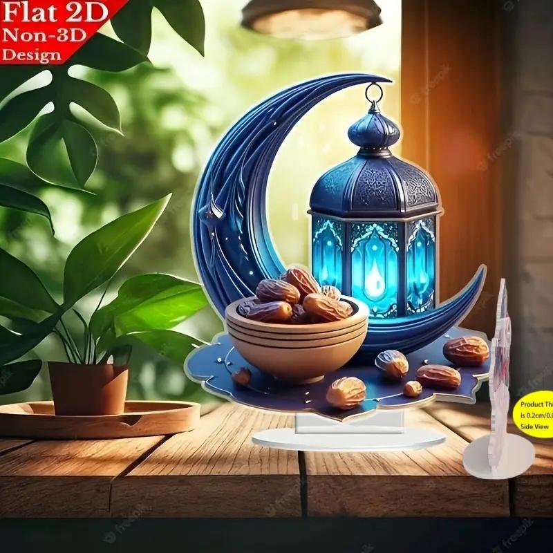  Islamic Ramadan & Eid al-Fitr Decorations - Elegant Acrylic Ramadan Lantern &/ Salam suitable for Iftar Dinner Centerpiece, Ramadan Kareem 