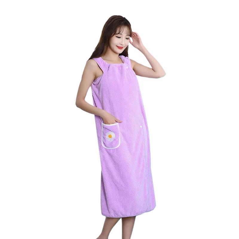 Bath Towel Wrap Dress For Women - Long Style Skirt, Quick-Dry Hair, Wearable And Washable Polyester Robe Quick-Dry Compressed