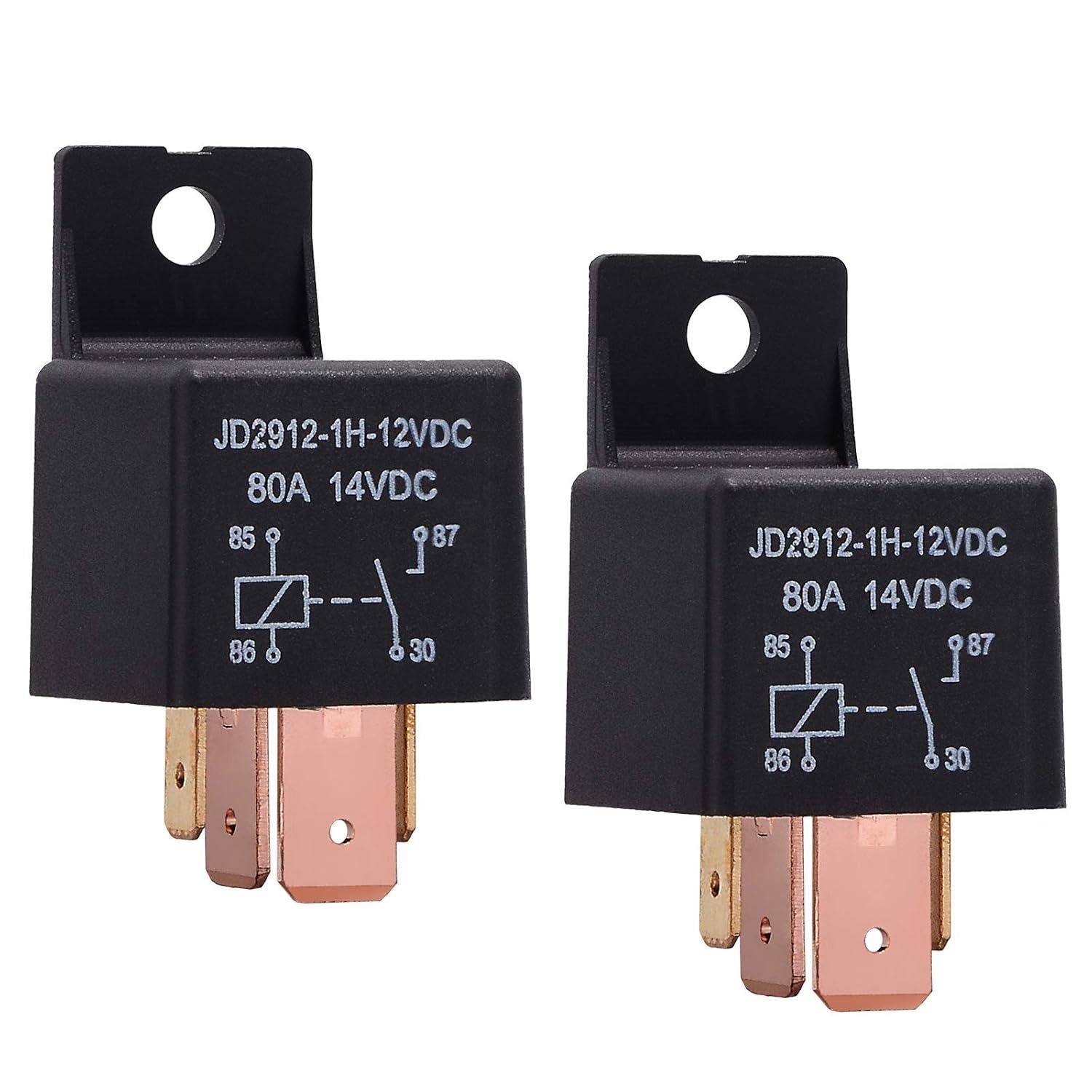 

EHDIS 4-Pin Relay 12V 80A Automotive Car Relay On/Off Normally Open Car Truck Boat SPST Relays High Power Model JD2912-1H-12VDC 80A 14VDC [2 Pack] 2-Pack чорний