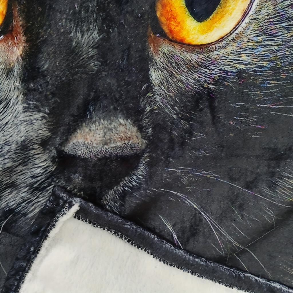 Schwarze Katze Druck Flanelldecke Weicher Warmer Überwurf für Couch Sofa Büro Bett Camping Reisen Gemütliche Nickerchen Decke
