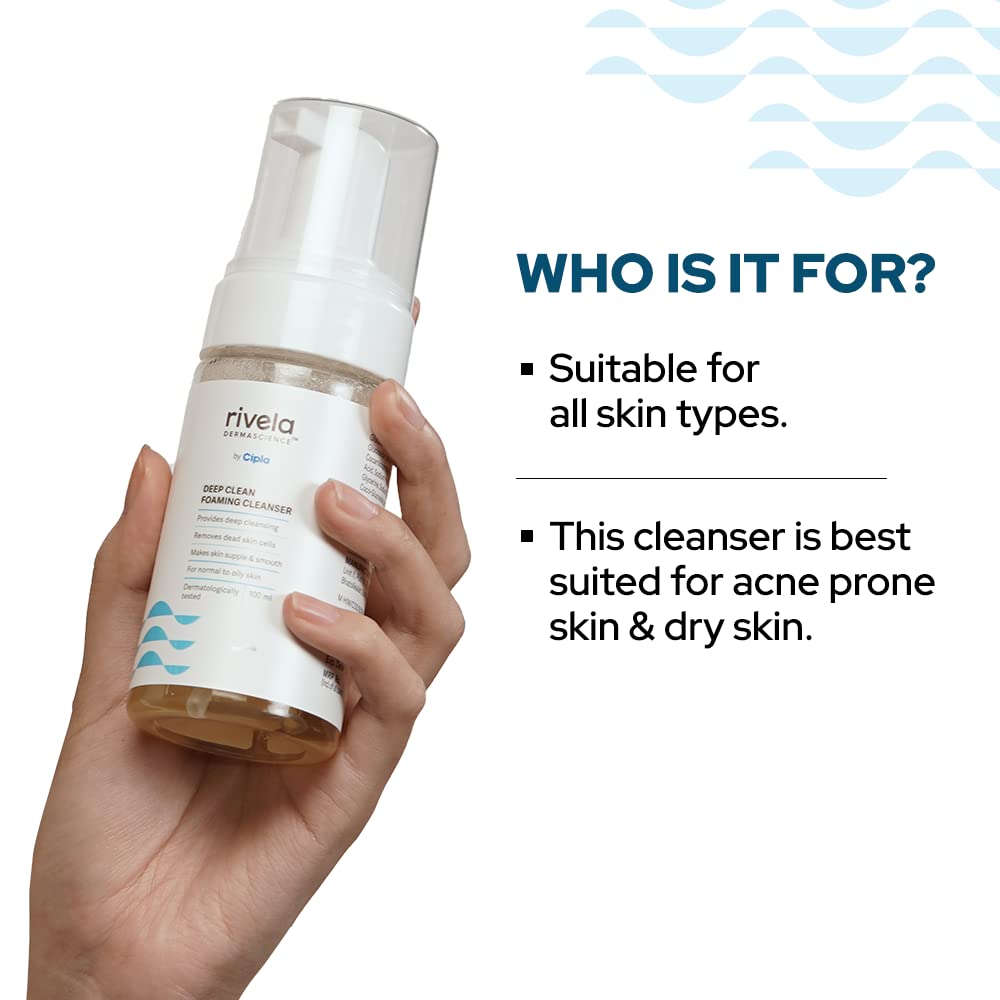 Rivela Dermascience Deep Clean Schäumender Gesichtsreiniger 100 ml 3er-Pack Für glatte, geschmeidige Haut