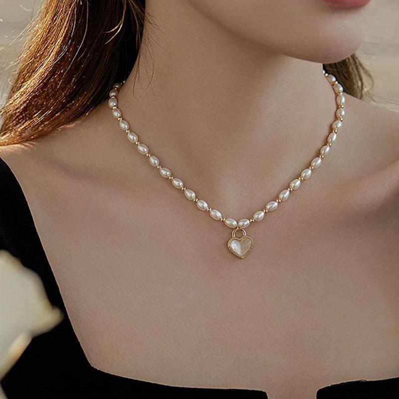 Romantic Black Love Heart Natural Freshwater Pearl 14K Gold Filled Female Necklace For Women Wedding Gifts No Fade