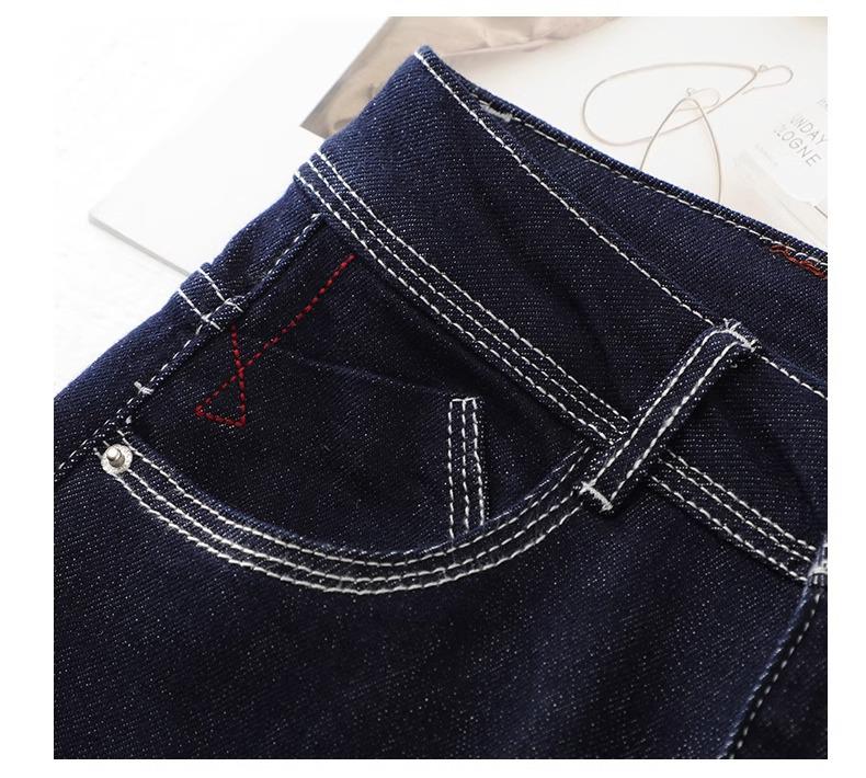 Women's Dark Blue High Waist Petite Retro Wide Leg Jeans - 2025 Spring & Autumn Collection