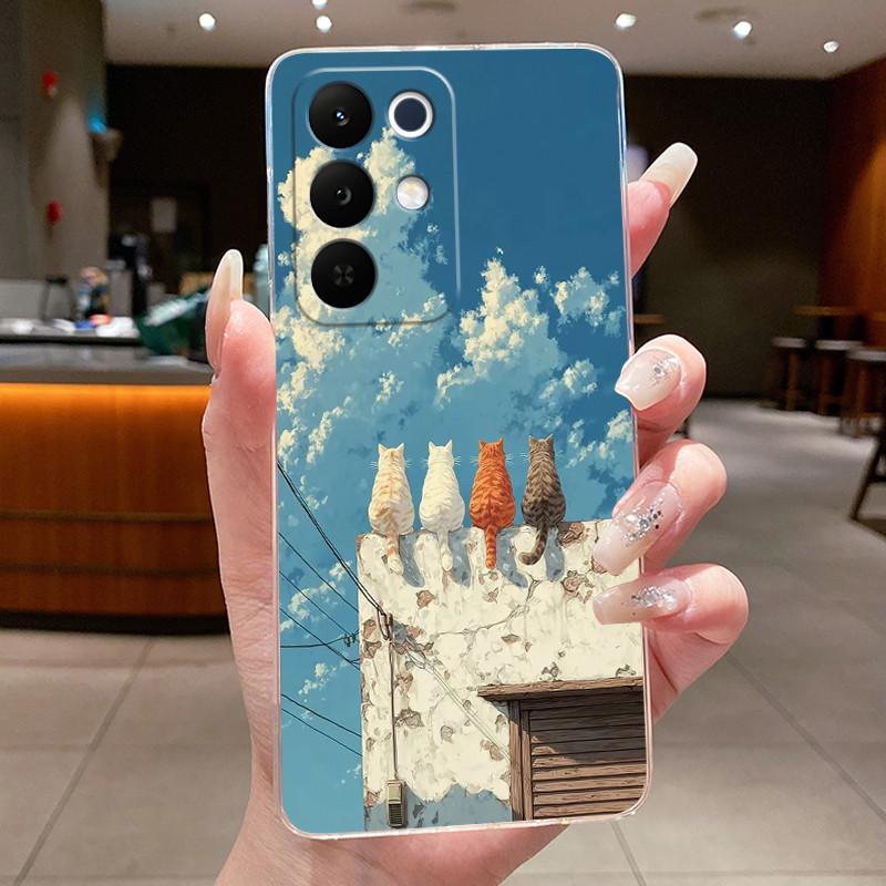 Bumper Soft Transparent TPU Phone Case For OPPO Realme C85 Pro 4G Casing Trendy Rose Rosy Cloud Painted Shockproof Cover