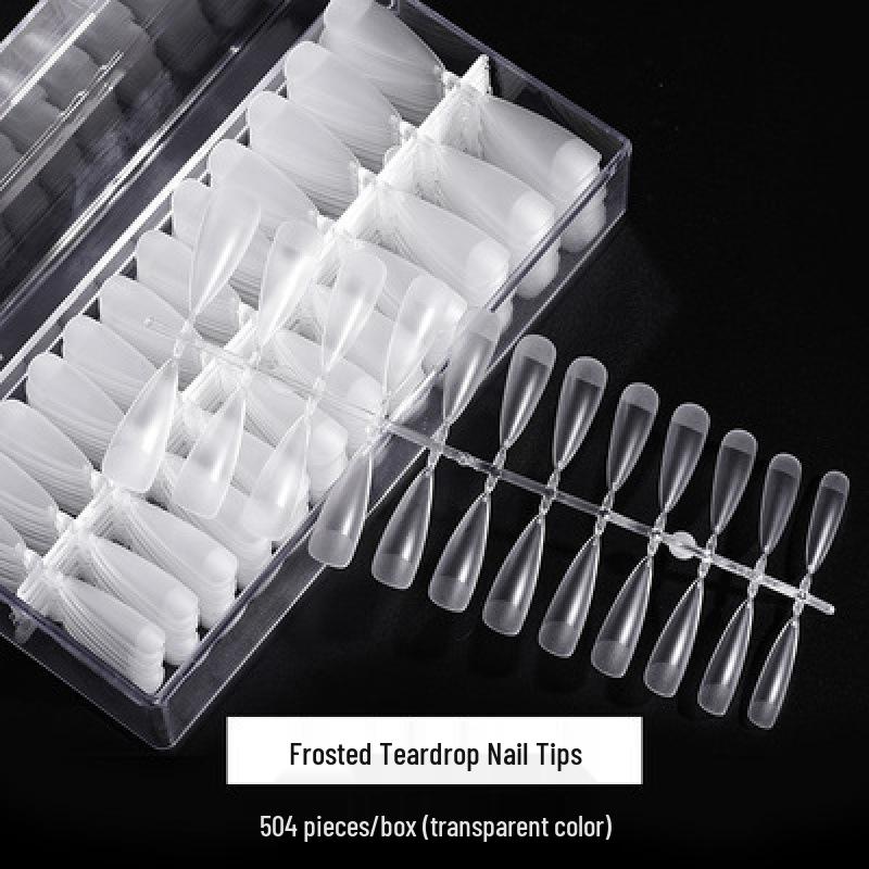 Frosted Almond & Square Nail Tips - No Filing Needed, Full/Half Cover, Ideal for Salons