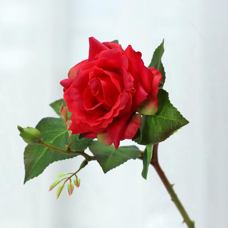 

Имитация влажности рук 2 розы Домашнее украшение Бонсай Имитация букета искусственных цветов 45cm розы красного