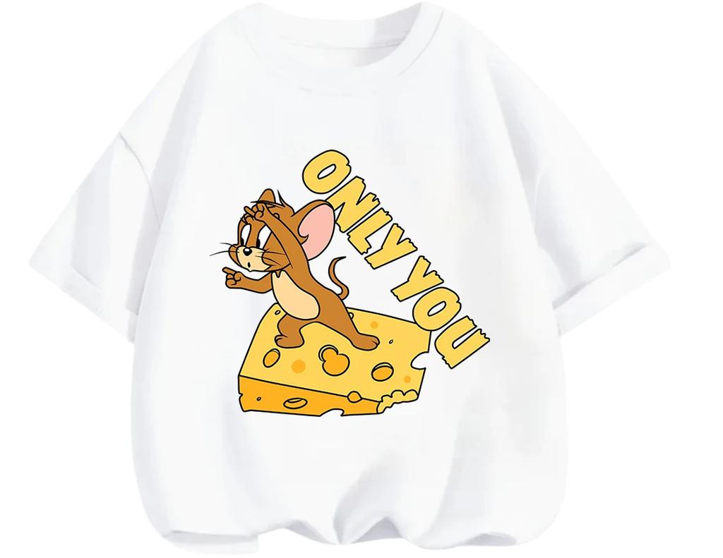 Summer Round Neck T Shirt Cute Kawaii Tom And Jerry Cartoon Print Casual Street Wear Kids Boys Girls 3 14 Years