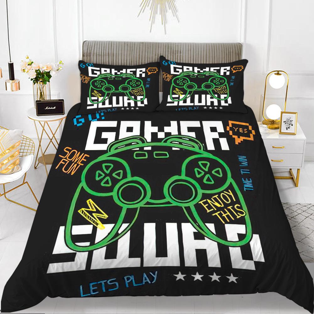 Zestaw Poszwy na Kołdrę z Guzikami Poliestrowa Poszwa na Kołdrę z Poszewkami na Poduszki Dla Dzieci Miłośników Gier Zestaw Pościeli Rozmiar King Queen