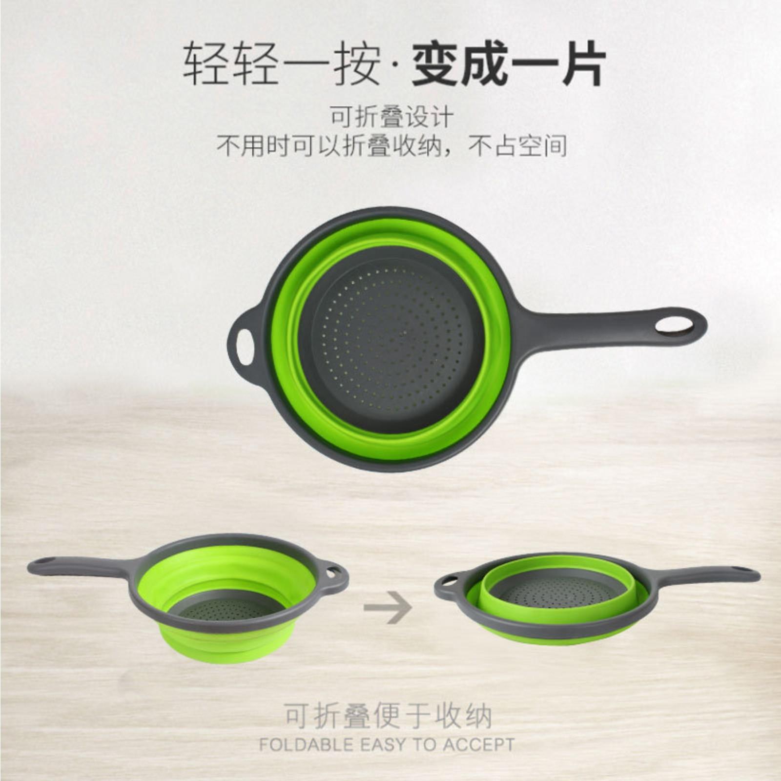 

Fruit Vegetable Washing Strainer Folding Silicone Basket With Handle