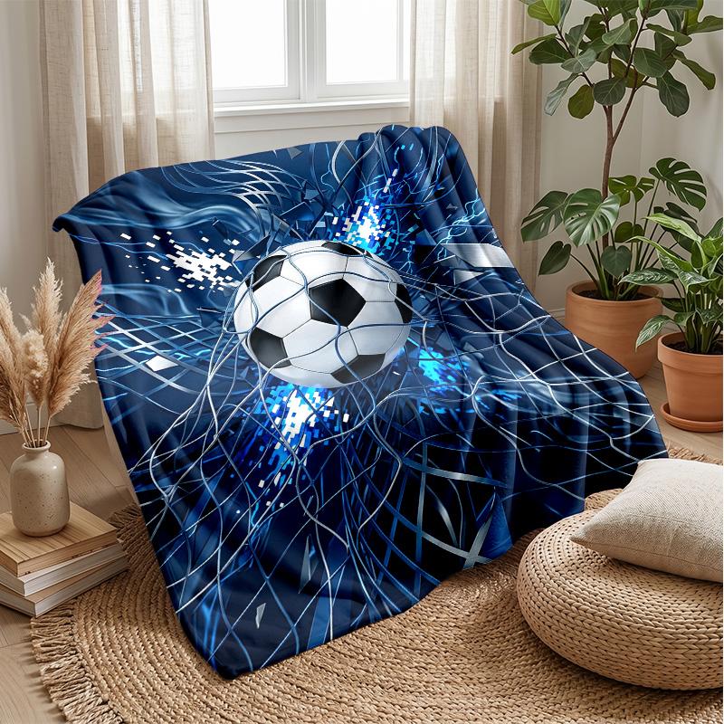 Soccer Ball In Abstract Art 1 Theme Blanket Lightweight Warm Flannel Blanket Decorative Throw Blanket for Home Decoration