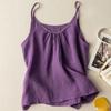 Summer Camisole Women's Cotton and Linen Solid Color Retro Thin Loose Short Top