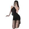 Erotic New French Style Sexy Lapel Backless Secretary Uniform Women Pure Desire Cinching Waist Slim Wrap Hip Short Dress