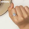 WOSTU 925 Sterling Silver Rainbow Moonstone Four Leaf Clover Ring Women Shiny Open Lucky Rings Girl Party Birthday Jewelry Gift