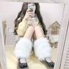 White Plush Leg Warmers for Women - Thickened Autumn/winter Leg Sleeves
