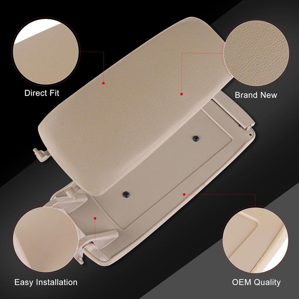 cciyu Armrest Center Console Lid Cover + Base Beige Armrest Covers Replacement fit for 2000-2008 For A4 A6 S4