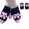 Silicone 3D Cats Claw Pad Mittens Fingerless Kitten Paw Gloves Halloween Cats Cosplay Mitten Knitted Lolita Hand S