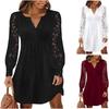 Tume Large Size Women's Clothing New Casual Lace Splicing Solid Color Dress Women