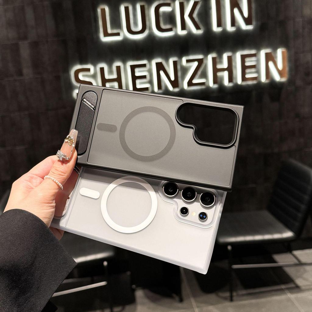 Samsung S25 Ultra/S24 Plus Magnetic Flip Stand Phone Case with Skin-Feel Finish