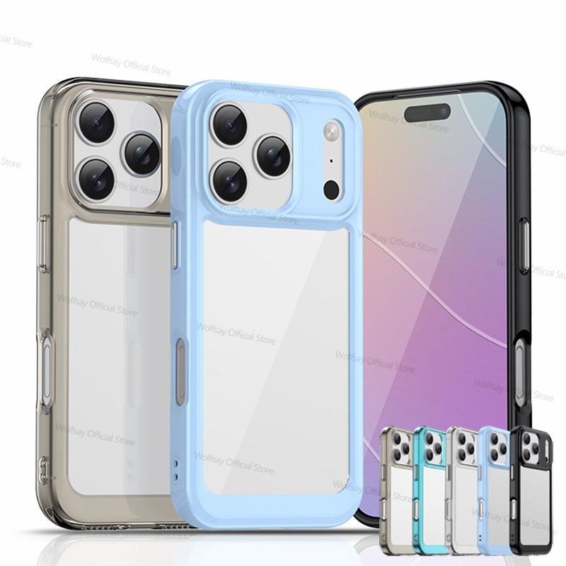For iPhone 17 Pro Case For Apple iPhone 17 Air iPhone 17 Pro Max Cover TPU Clear PC + Silicone Shockproof Protective Phone Cover